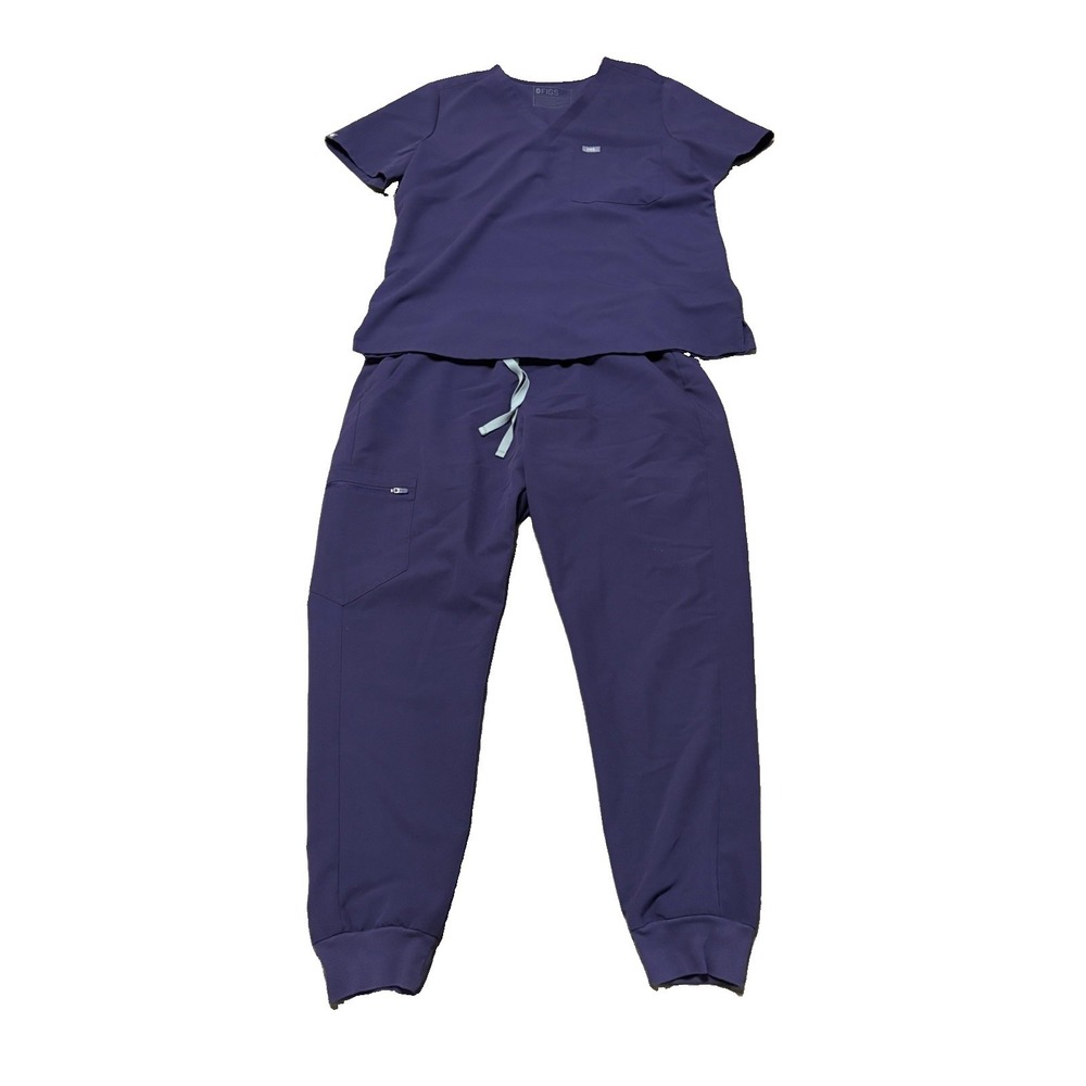 Figs Womens L Purple Shadow Scrub Set Medical Healthcare Jogger